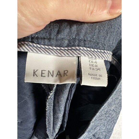 Kenar Blue Scalloped Hem Shorts Size 4 Flat Front Pockets Woman’s - Picture 2 of 7